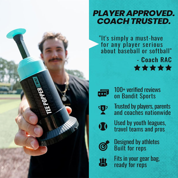 Baseball Training Mini Tee Popper – Perfect Swing Trainer for Solo Hitting Practice (Includes 1 Popper Ball)